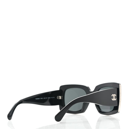 Chanel Acetate Rectangle Sunglasses 5435 Black Grey 4 of 8
