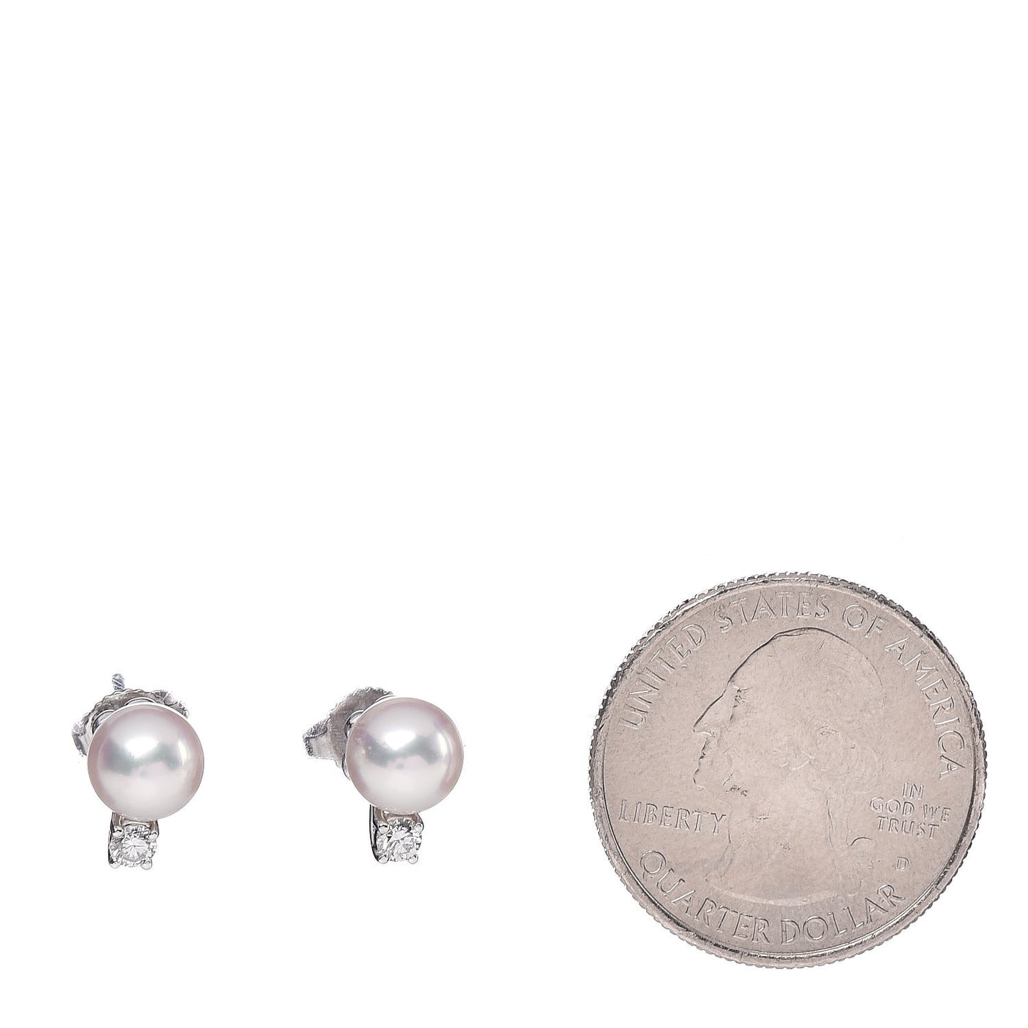 18K White Gold Diamond Akoya Pearl 7-7.5mm Signature Earrings