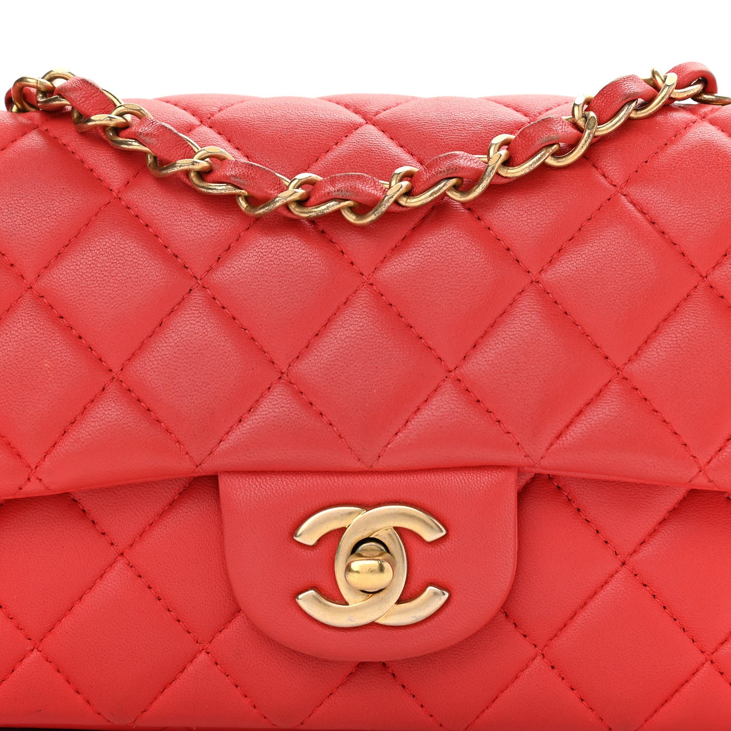 Chanel Lambskin Quilted Mini Rectangular Flap Red 8 of 16