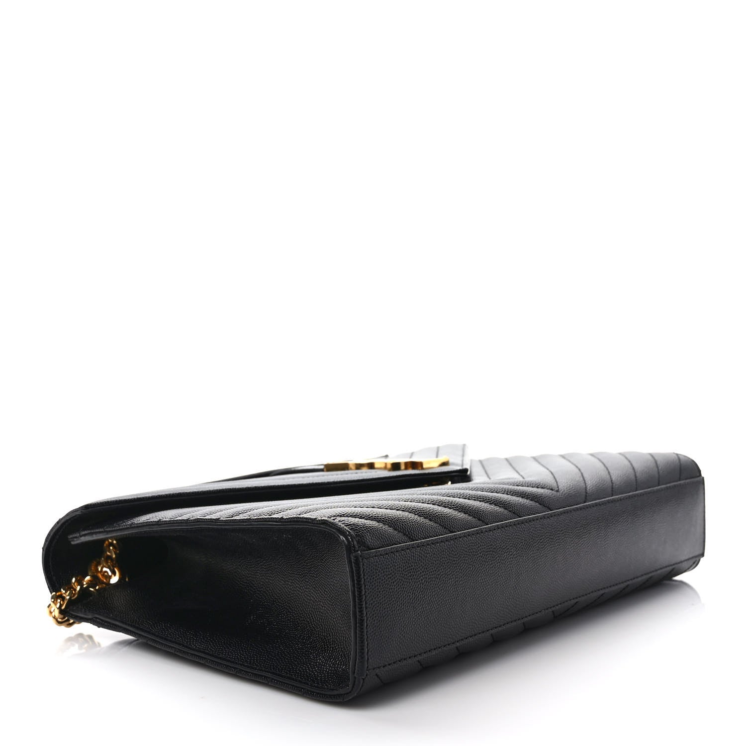 Saint Laurent Grain De Poudre Matelasse Chevron Large Monogram Satchel Black 3 of 7