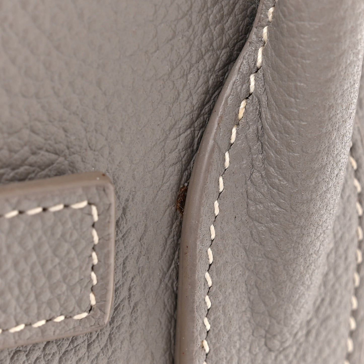 Grained Calfskin Topstitch Baby Sac De Jour Fog