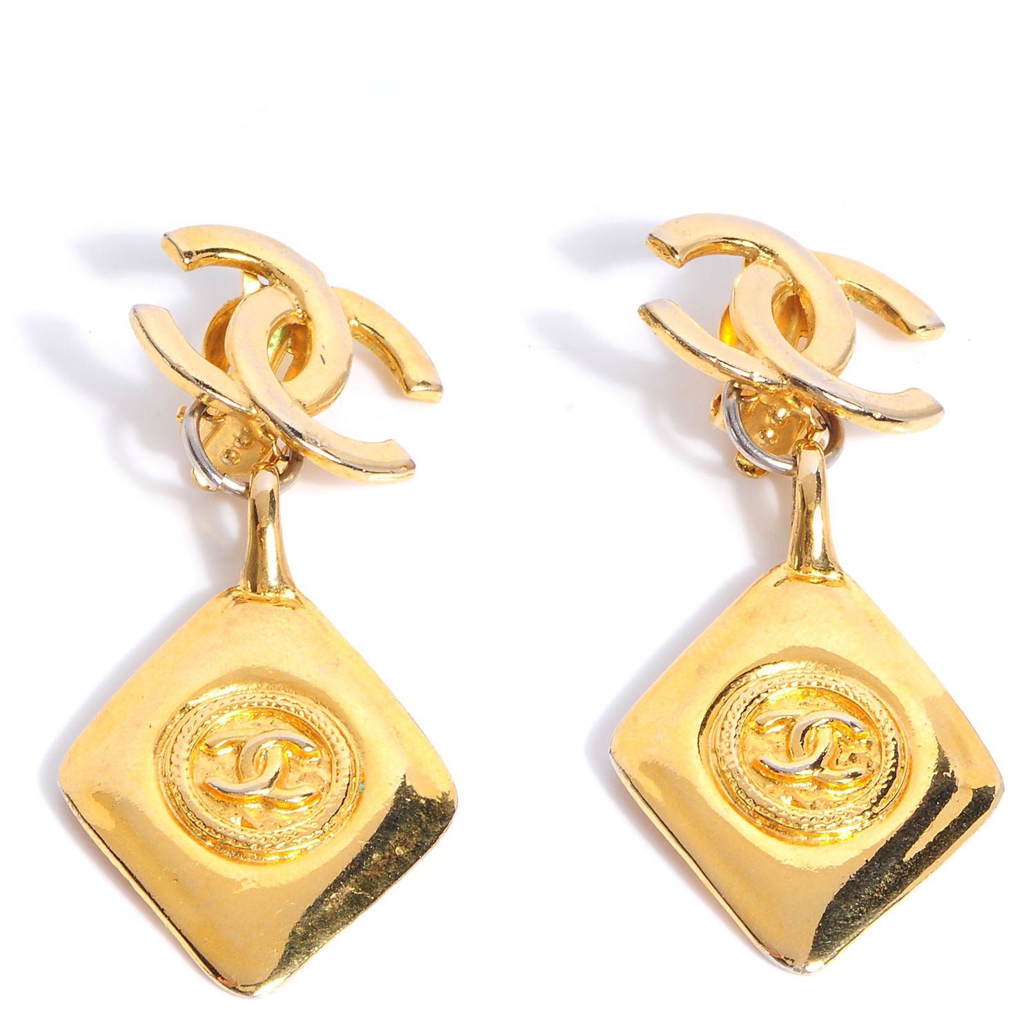 Chanel CC Drop Clip On Earrings Gold 1 of 7