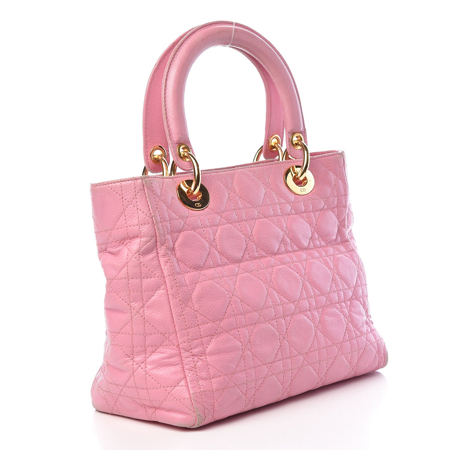 Christian Dior Grained Calfskin Cannage Medium Lady Dior Pink 3 of 22