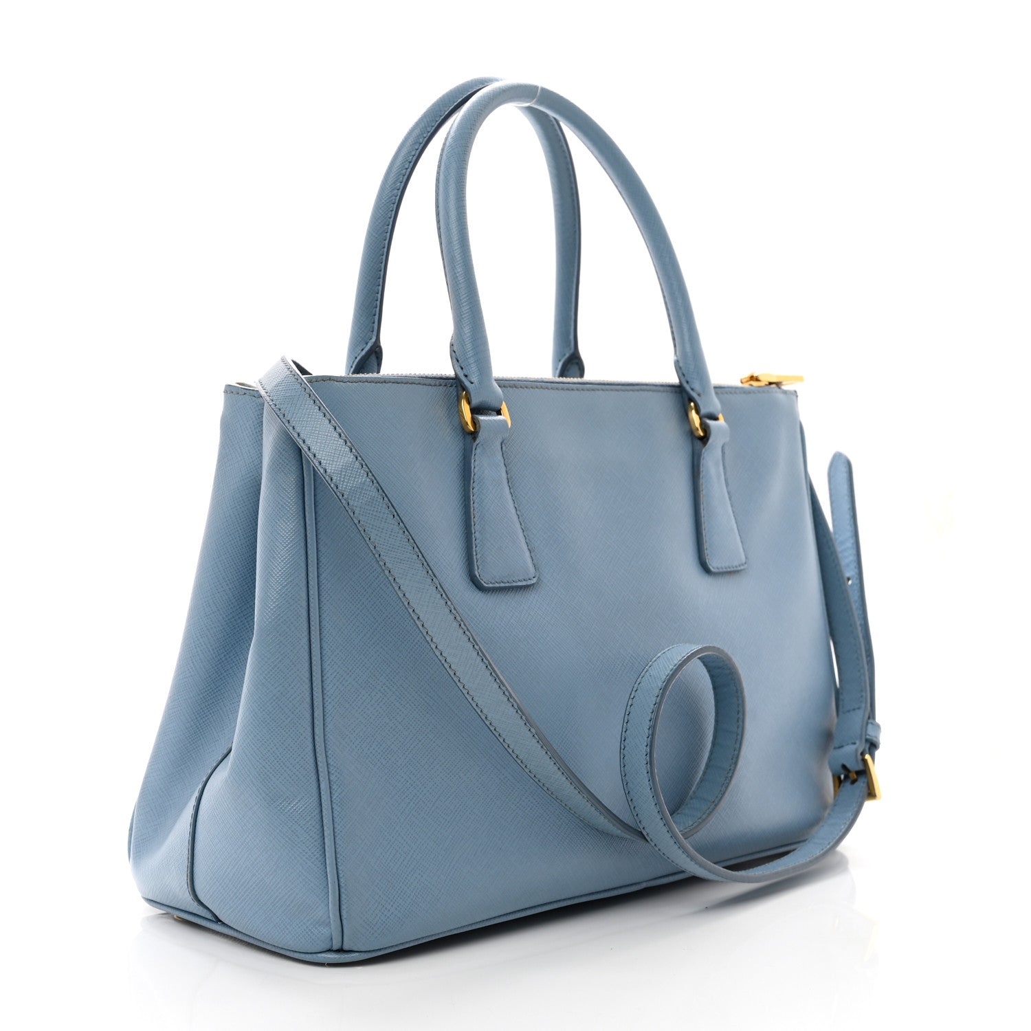 Prada Saffiano Small Galleria Double Zip Tote Aviazione 3 of 11