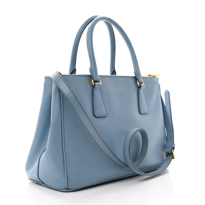 Prada Saffiano Small Galleria Double Zip Tote Aviazione 3 of 11