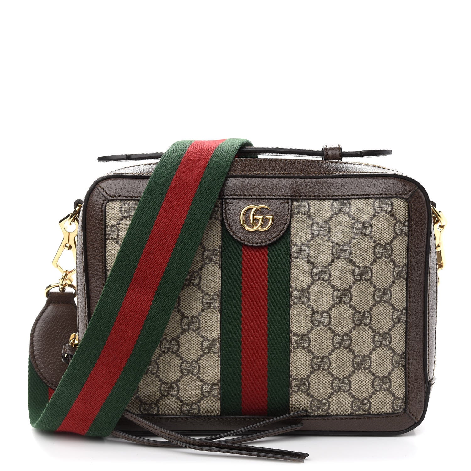 Gucci GG Supreme Web Small Ophidia Top Handle Shoulder Bag Brown 1 of 9