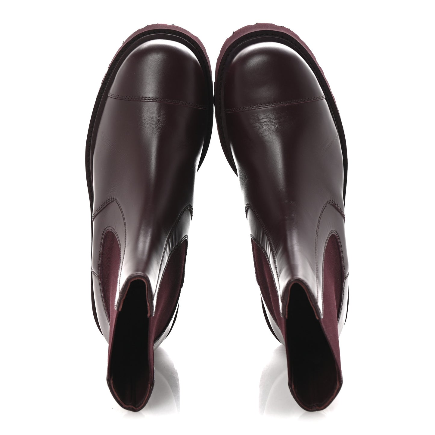 Calfskin Cap Toe CC Short Boots 40.5 Burgundy