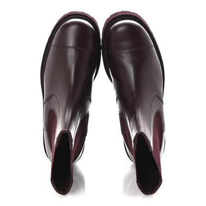 Chanel Calfskin Cap Toe CC Short Boots 40.5 Burgundy 2 of 9