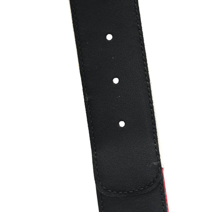 Gucci X ADIDAS Crystal Vintage Monogram Textured Dollar Calfskin Double G 40mm Belt 80 32 Hibiscus Red Off White Black 5 of 5