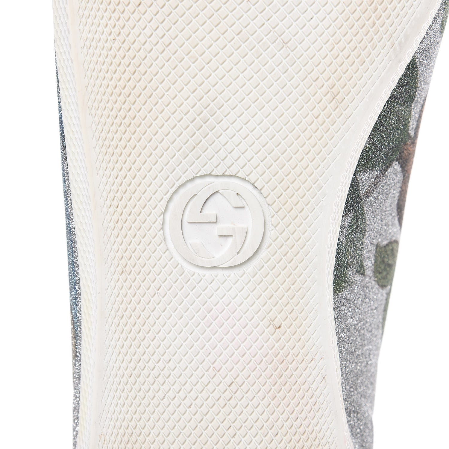 Gucci Calfskin Glitter Womens Bambi Tian Low Top Sneakers 38.5 Silver 6 of 10