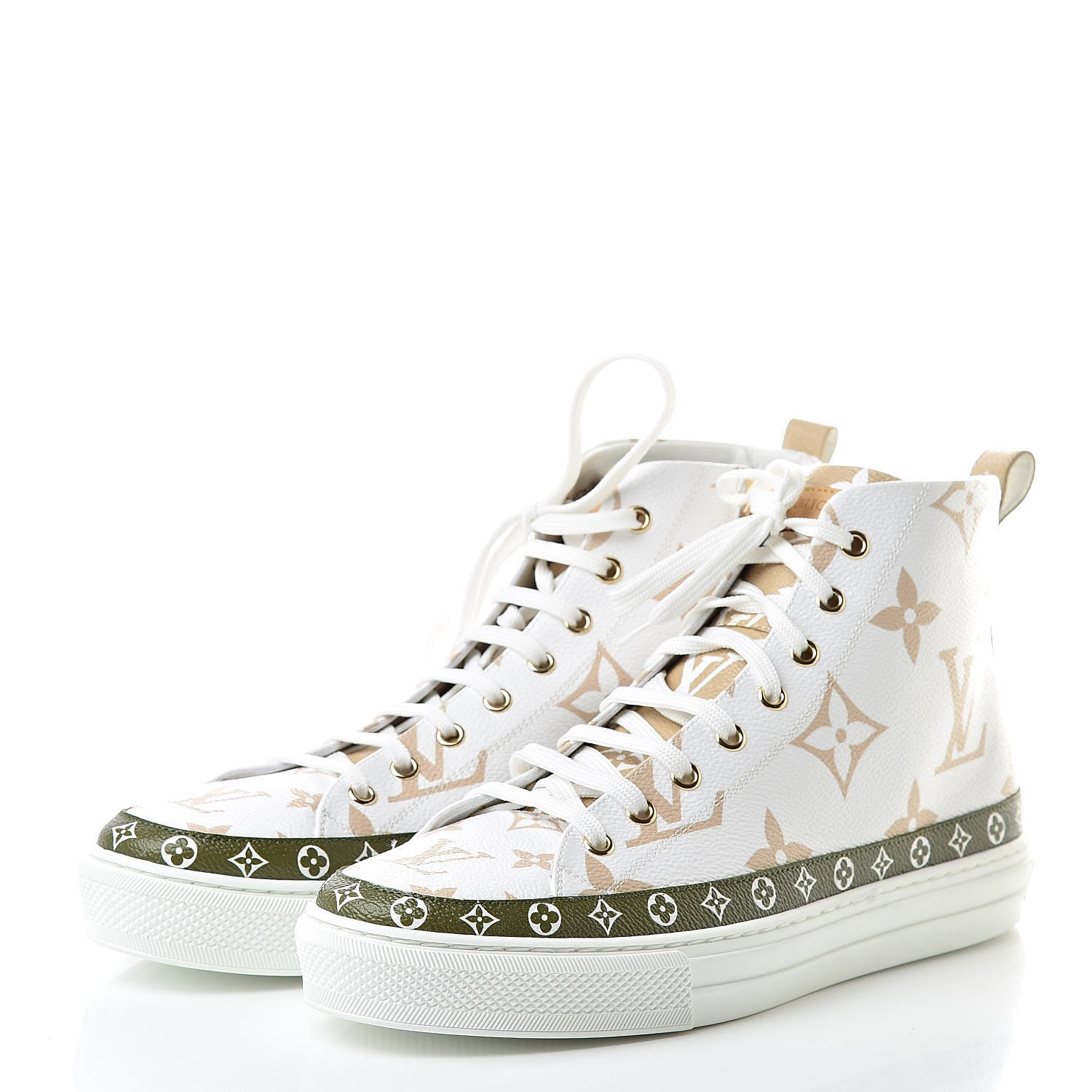 Louis Vuitton Monogram Giant Stellar Sneaker Boots 41 Kaki White Beige 3 of 7
