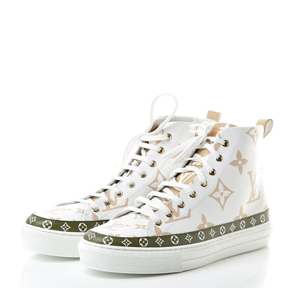 Louis Vuitton Monogram Giant Stellar Sneaker Boots 41 Kaki White Beige 3 of 7