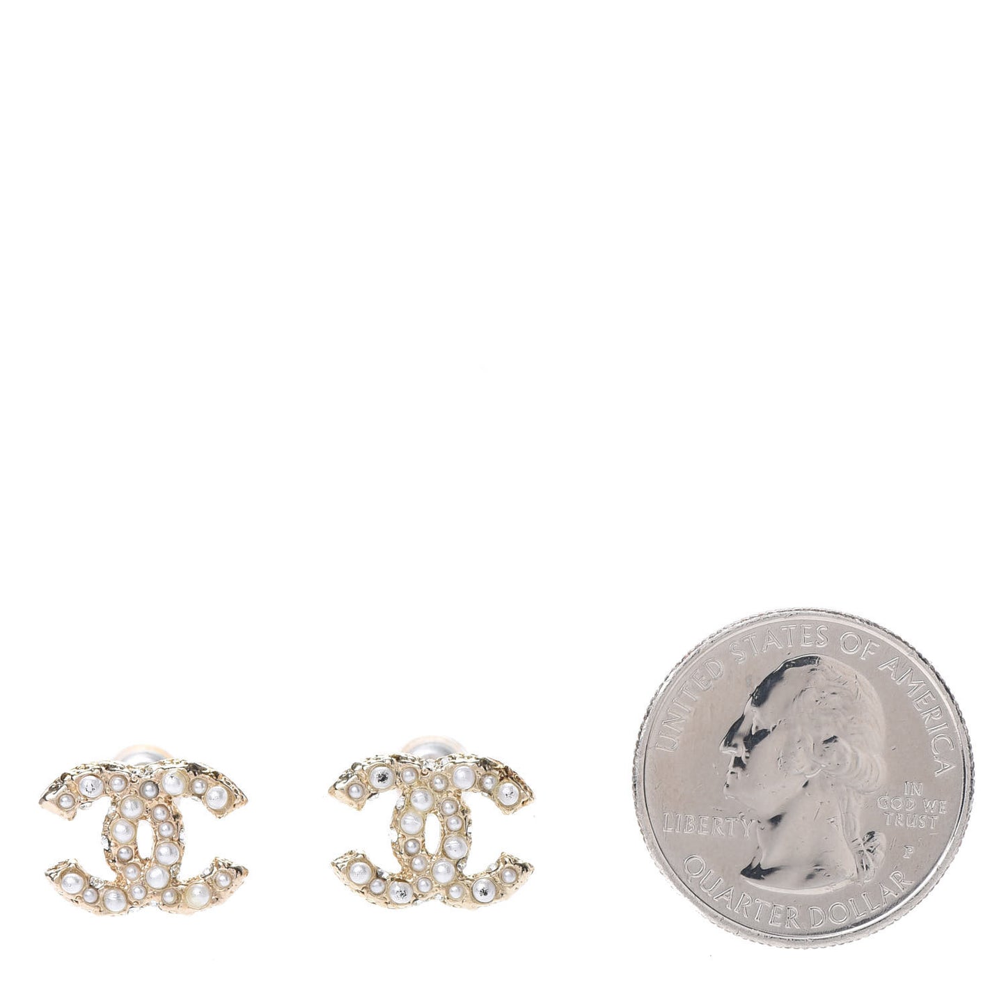 Pearl Crystal CC Earrings Gold
