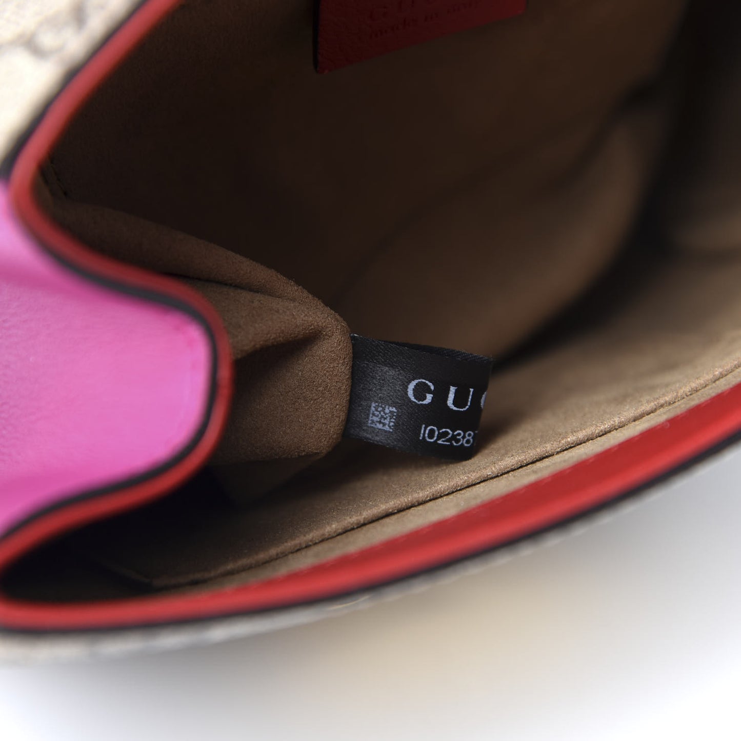 GG Supreme Monogram Calfskin Padlock Backpack Beige Hibiscus Red New Rosette