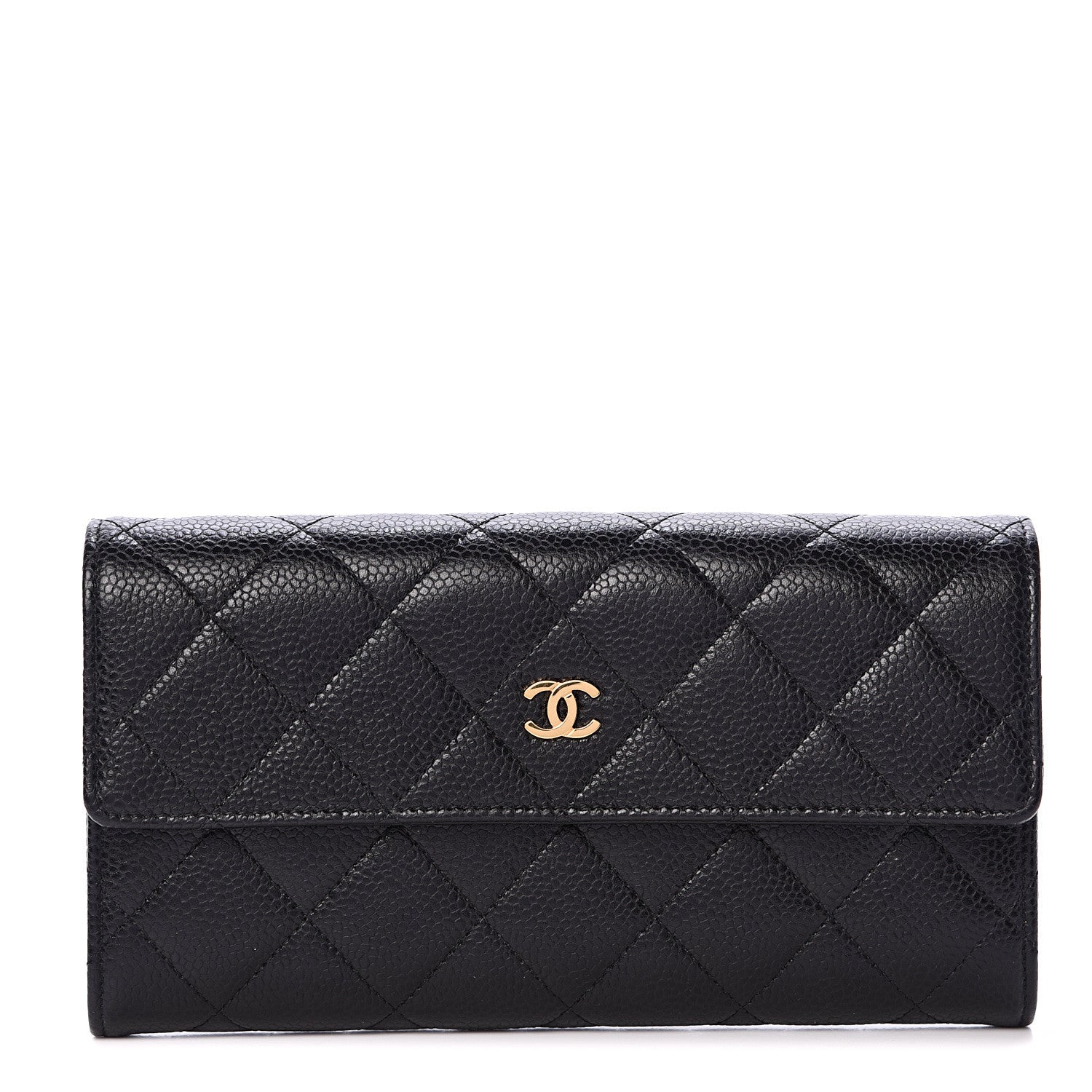 Chanel Caviar Quilted Large Gusset Flap Wallet Black 1 of 8