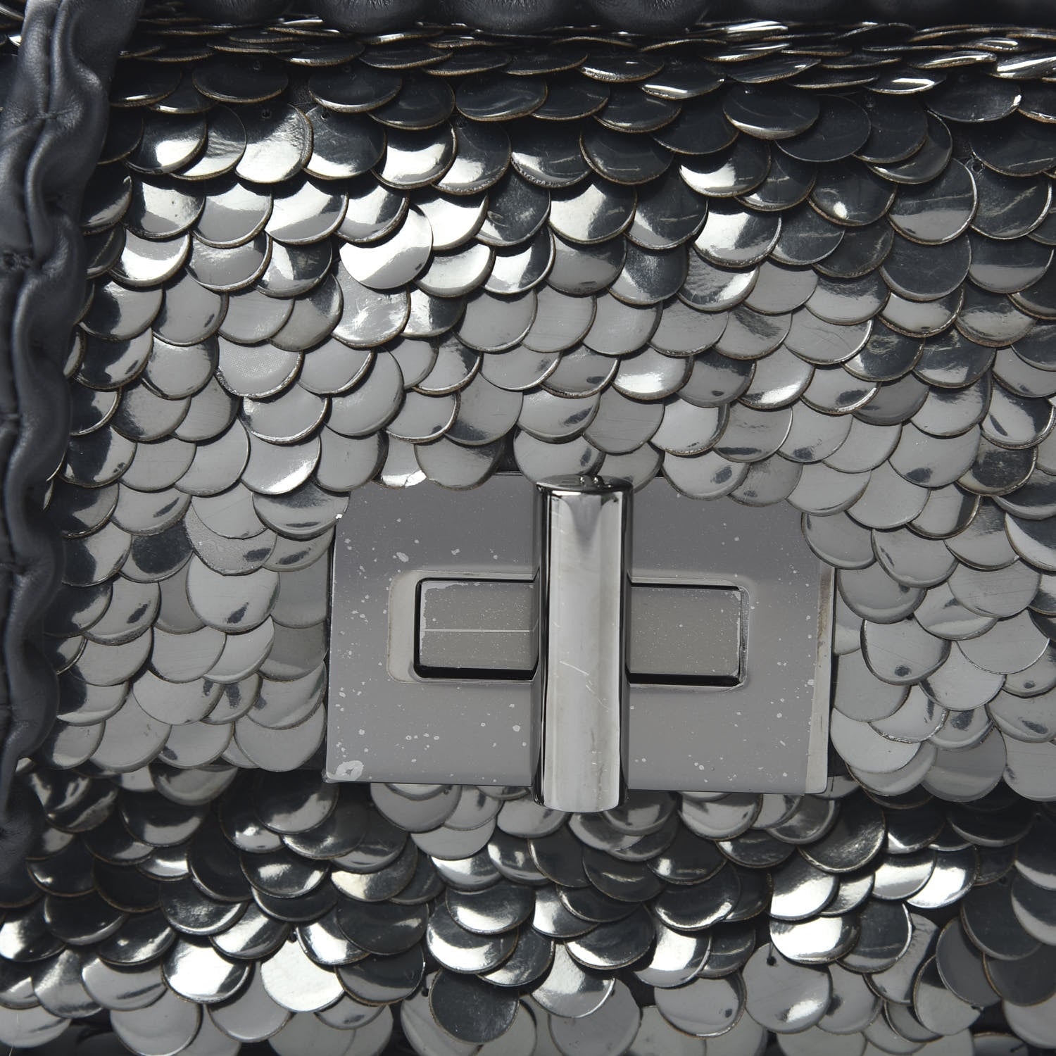 Tom Ford Paillette Embellished Large Natalia Chain Bag Dark Silver Black 9 of 9
