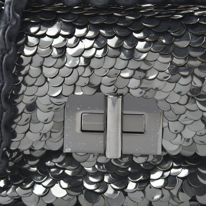 Tom Ford Paillette Embellished Large Natalia Chain Bag Dark Silver Black 9 of 9