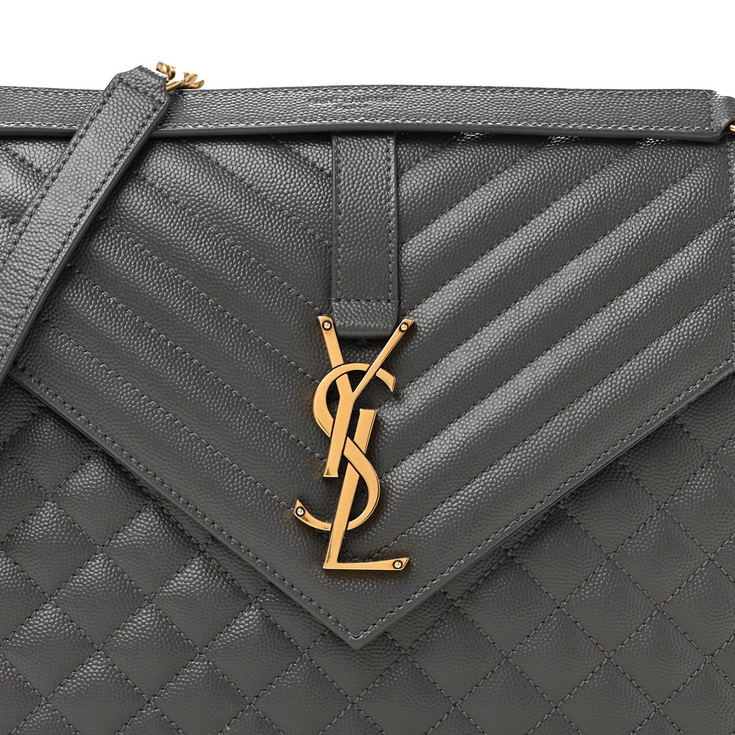 Saint Laurent Grain De Poudre Textured Mixed Matelasse Large Triquilt Monogram Satchel Storm Storm 8 of 11