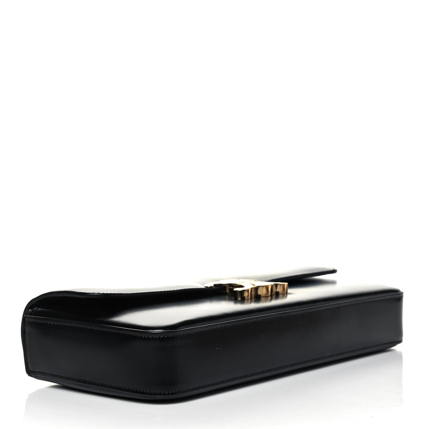 Shiny Calfskin Triomphe Chain Bag Black