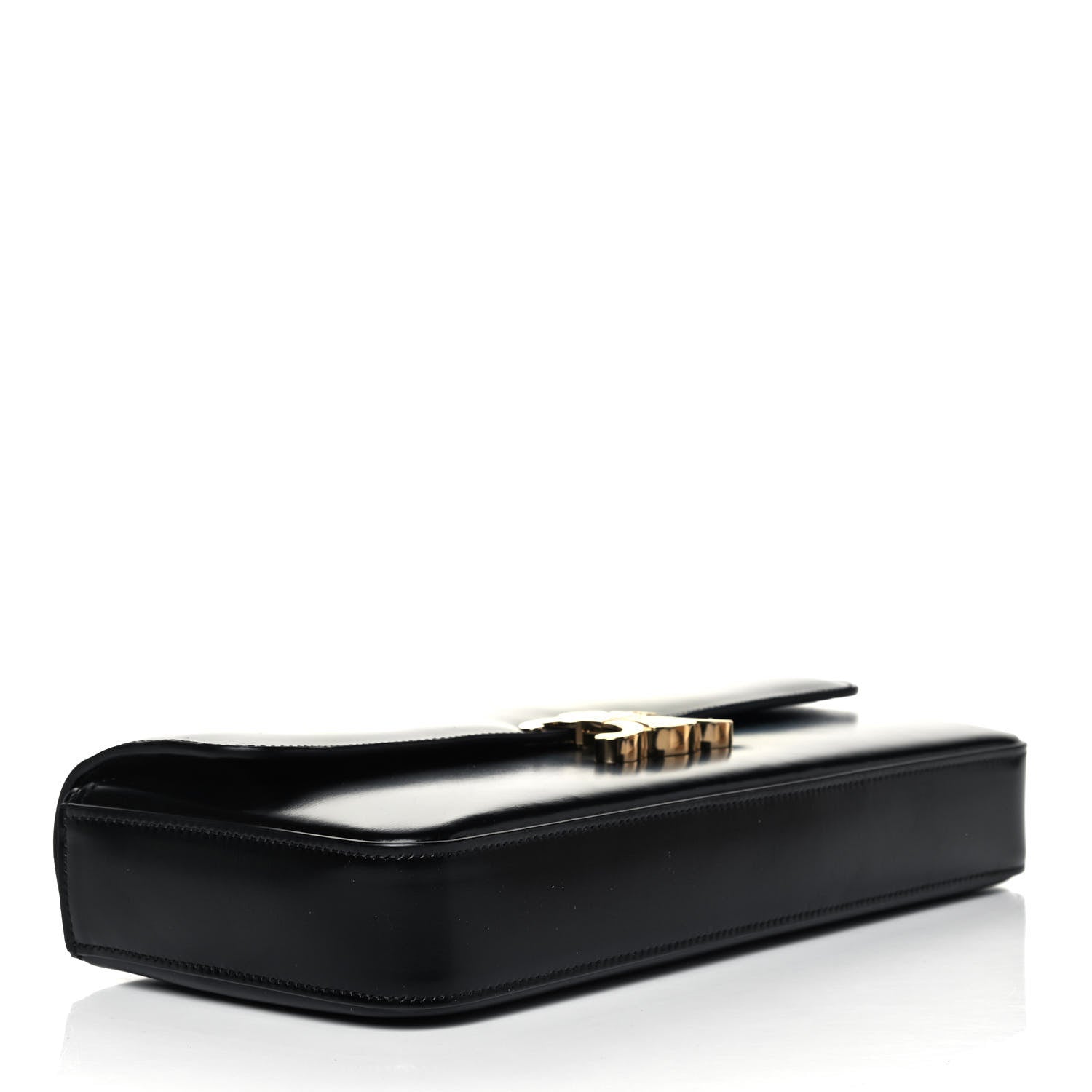 Celine Shiny Calfskin Triomphe Chain Bag Black 4 of 9