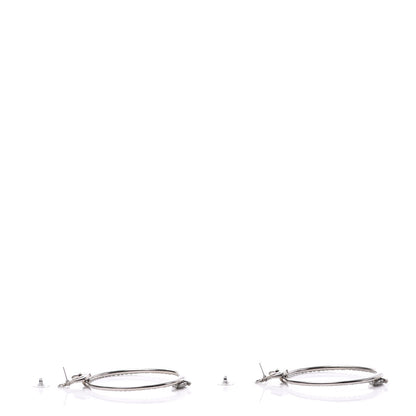 Chanel Crystal Anchor CC Hoop Earrings Silver 3 of 5