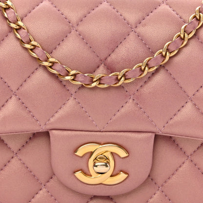 Chanel Iridescent Lambskin Quilted Mini Top Handle Rectangular Flap Pink 8 of 11