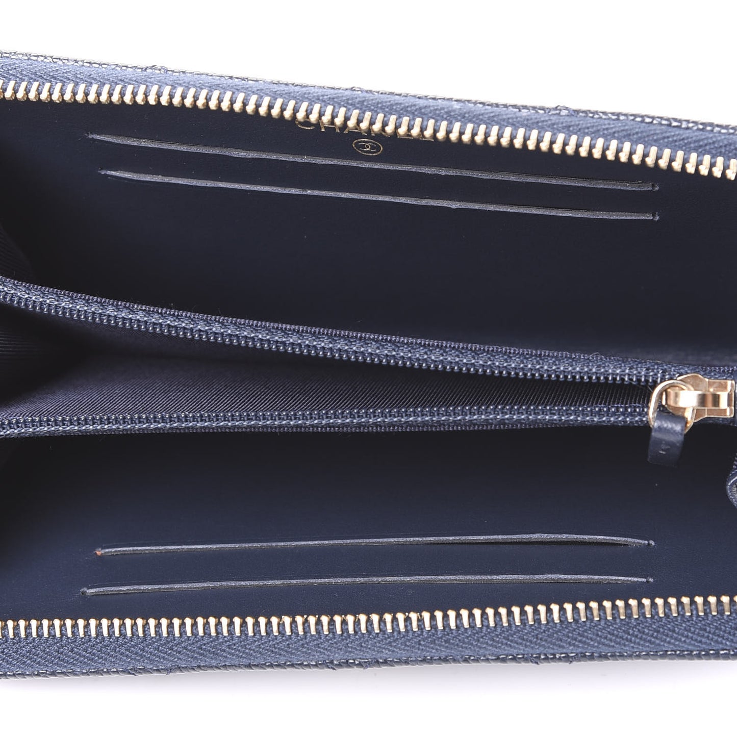 Caviar Quilted Small Zip Around Wallet Navy