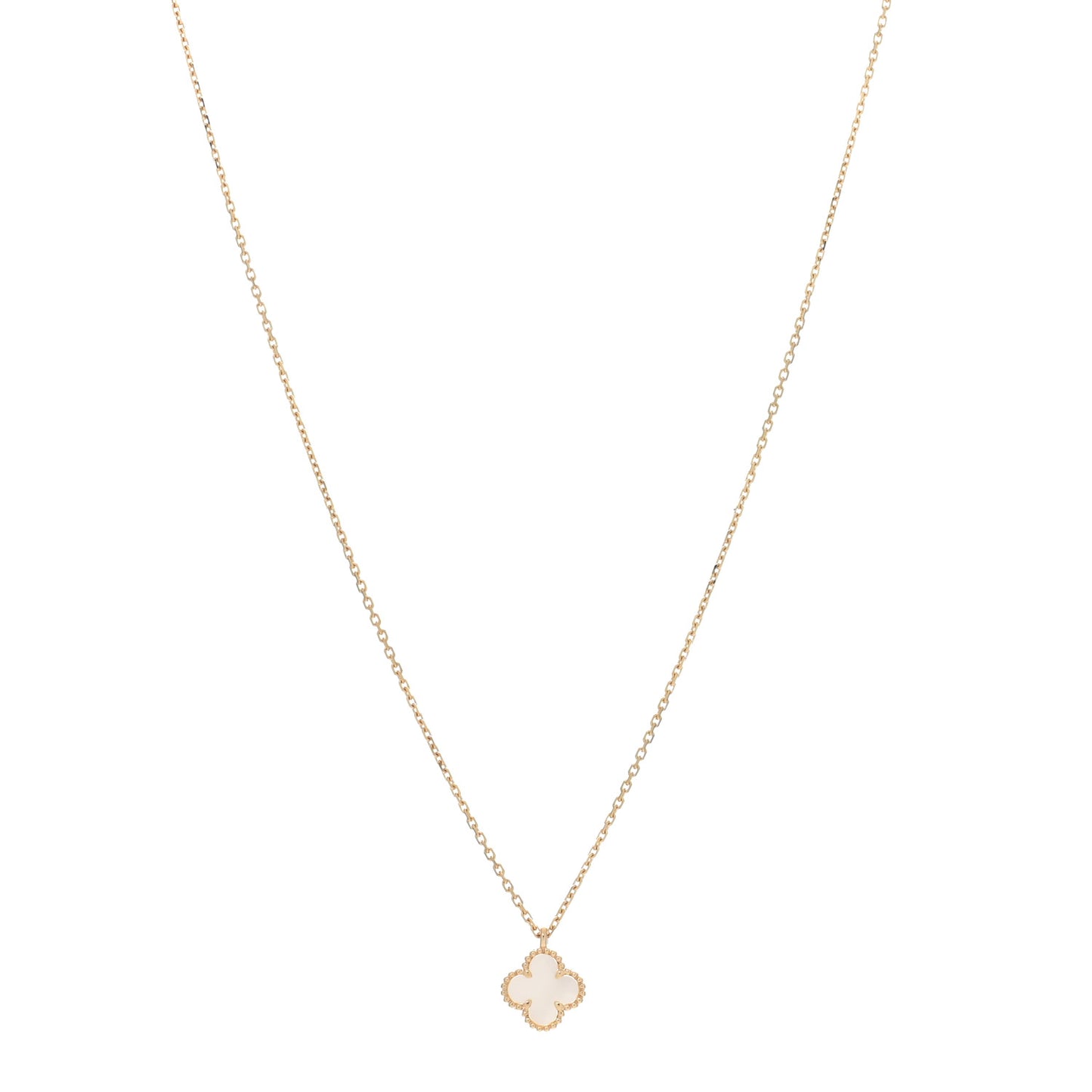 VAN CLEEF & ARPELS 18K Yellow Gold Mother of Pearl Sweet Alhambra Pendant Necklace