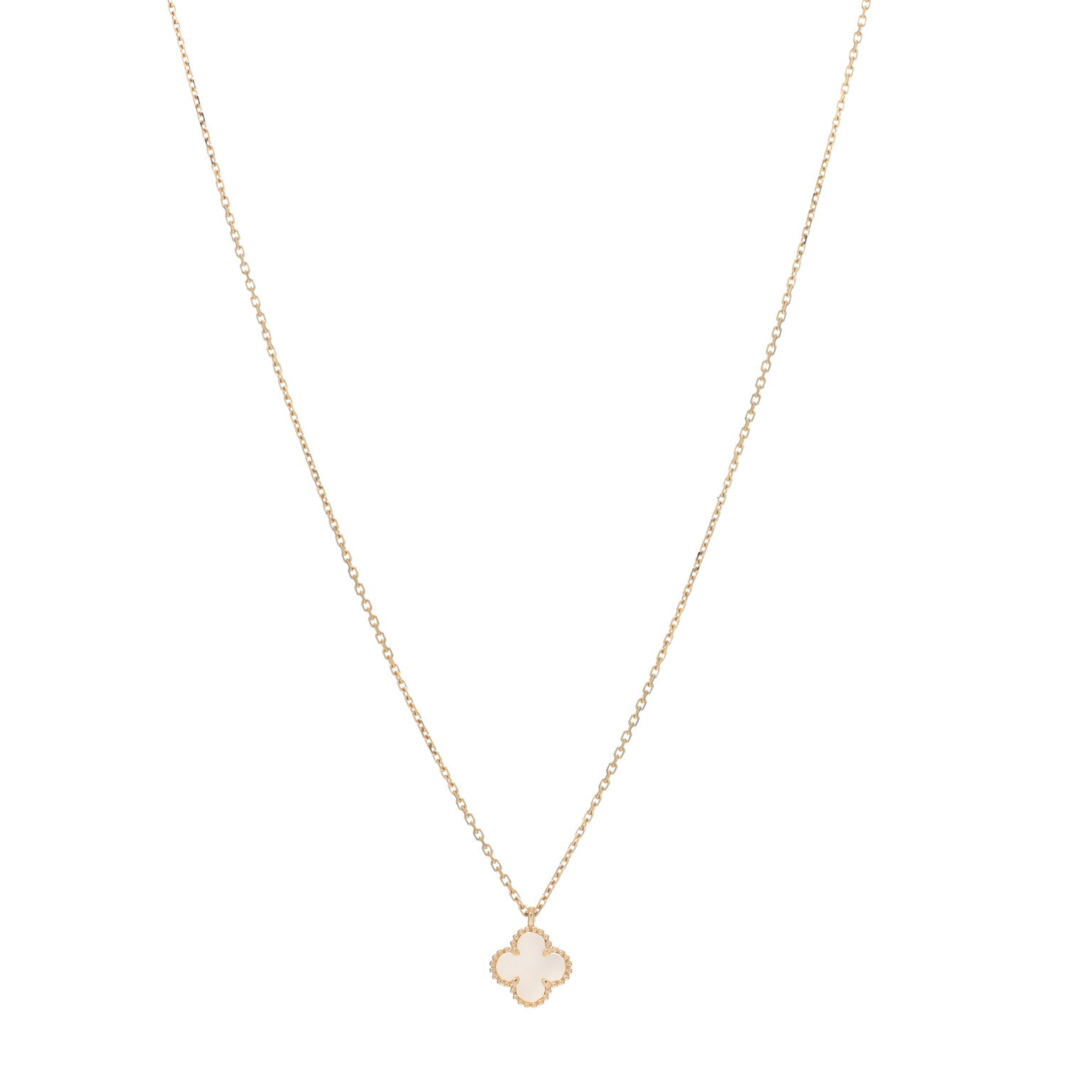 Van Cleef & Arpels VAN CLEEF & ARPELS 18K Yellow Gold Mother of Pearl Sweet Alhambra Pendant Necklace 1 of 5