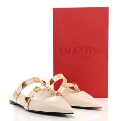 Valentino Garavani Calfskin Roman Stud Flat Mules 40 Light Ivory 10 of 10