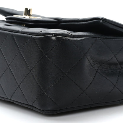 Chanel Lambskin Quilted Mini Top Handle Rectangular Flap Black 8 of 11