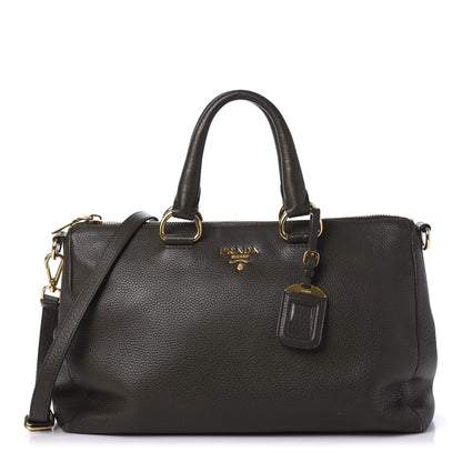 Prada Vitello Daino Top Handle Zip Tote Militare 1 of 10