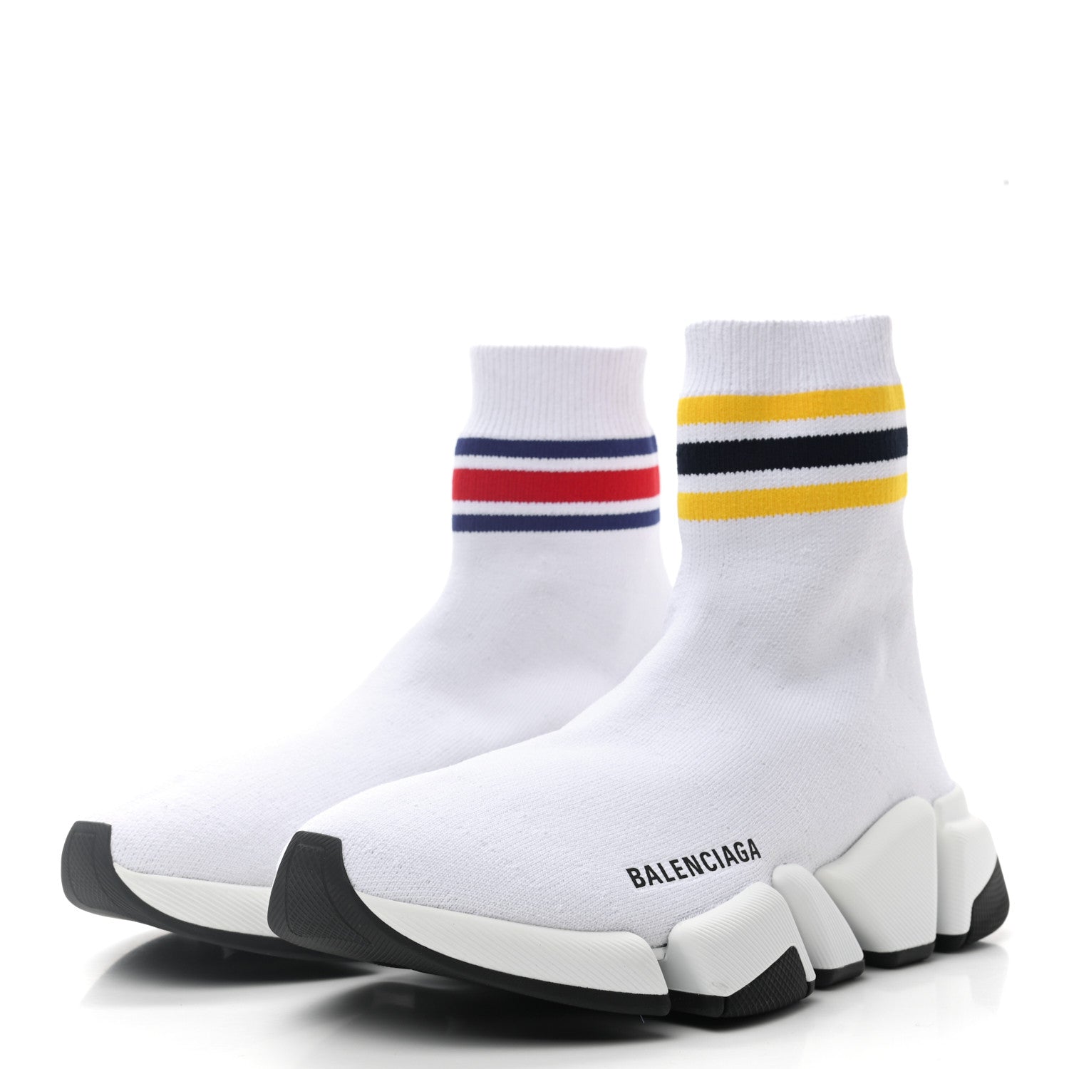 Balenciaga Technical 3D Recycled Knit Striped Womens Speed 2.0 Sneakers 37 White Multicolor 3 of 8