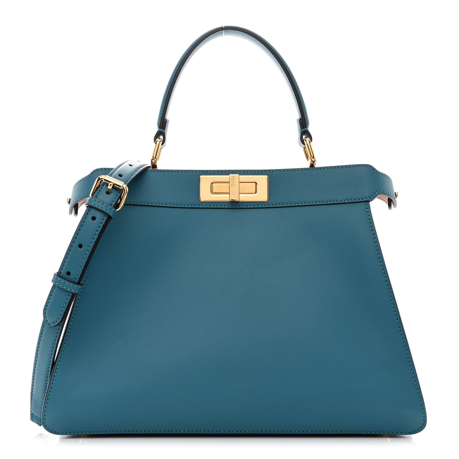 Fendi Vitello Seta Shiny Nappa Medium Peekaboo I SEE U Satchel Blue Velvet Light Rose 1 of 15