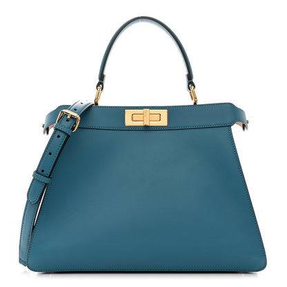 Fendi Vitello Seta Shiny Nappa Medium Peekaboo I SEE U Satchel Blue Velvet Light Rose 1 of 15