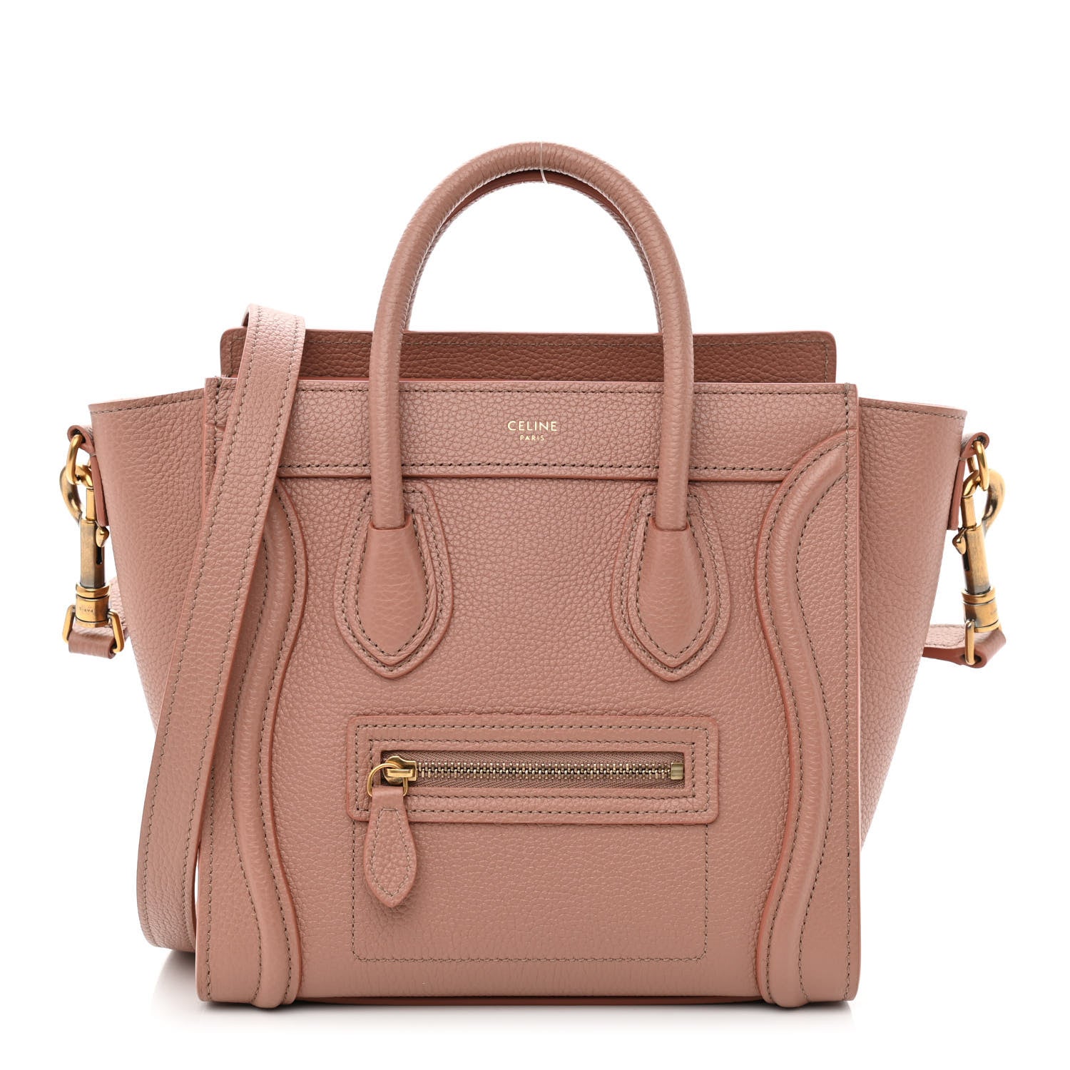 Celine Drummed Calfskin Nano Luggage Antique Rose 1 of 11