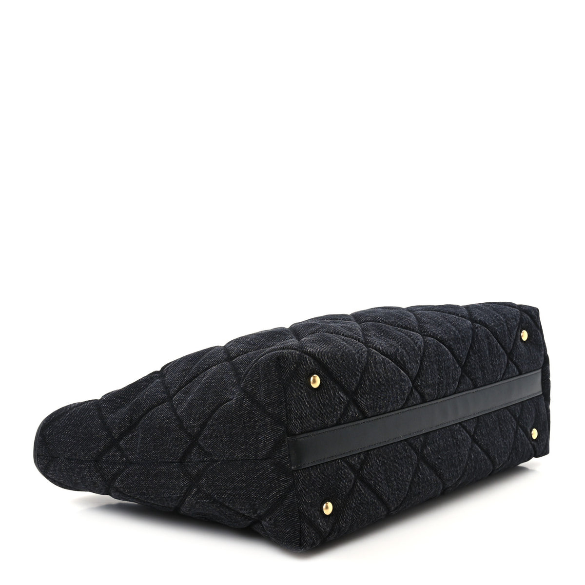 Denim Calfskin Quilted Small Deauville tote  Black
