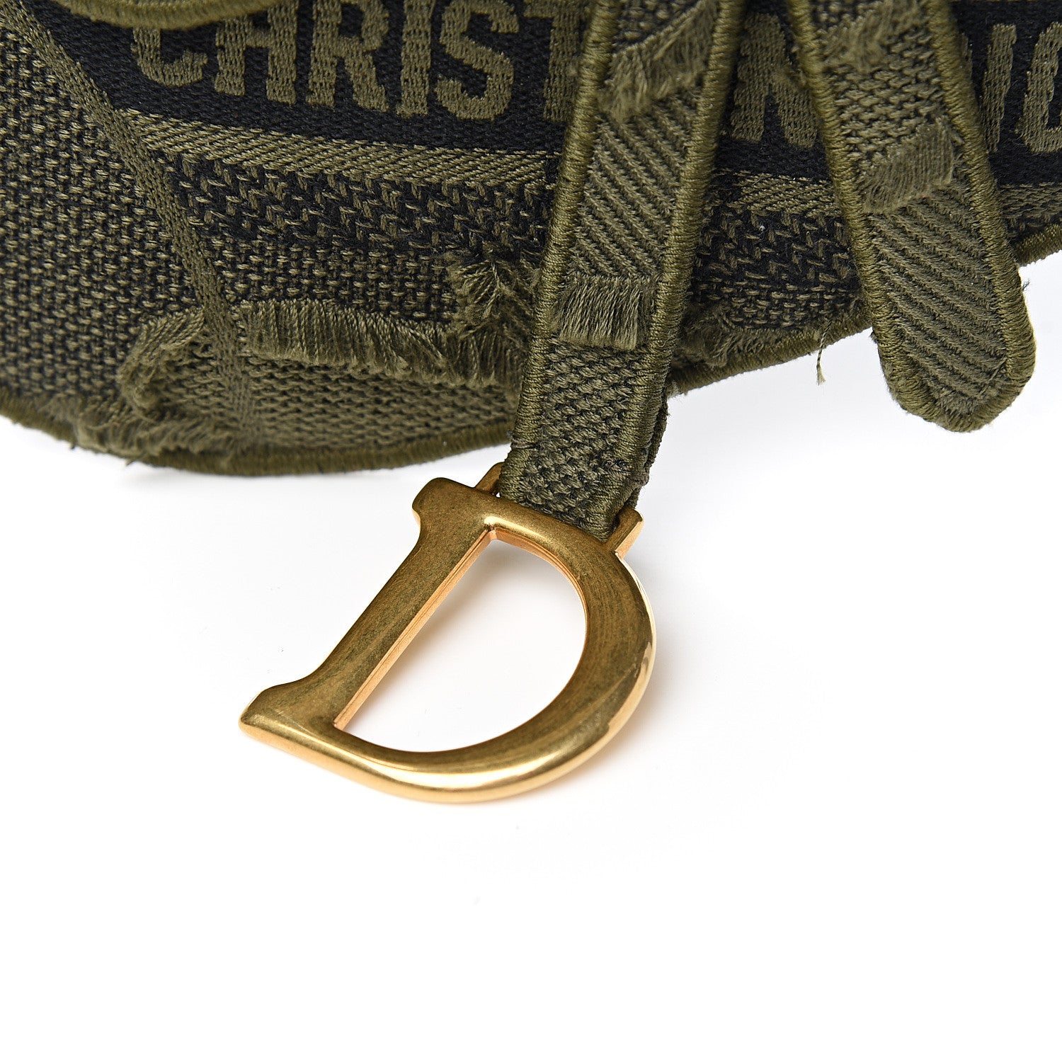 Christian Dior Canvas Embroidered Camouflage Saddle Belt Bag Green 9 of 9