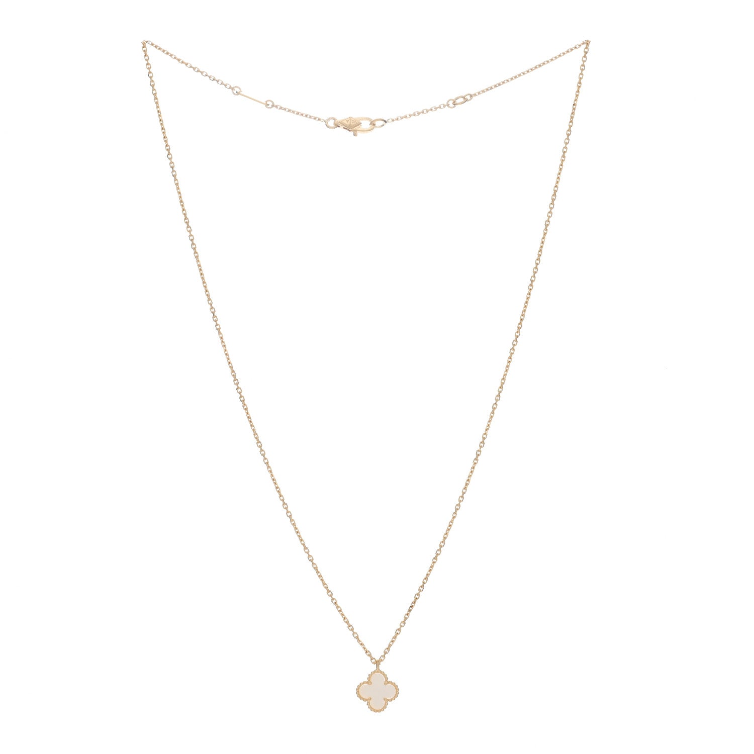 Van Cleef & Arpels 18K Yellow Gold Mother of Pearl Sweet Alhambra Pendant Necklace 2 of 4