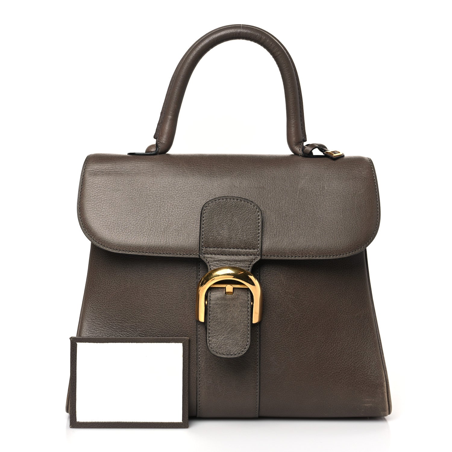 Delvaux Grained Calfskin MM Brillant Satchel Smoked Brown 1 of 11