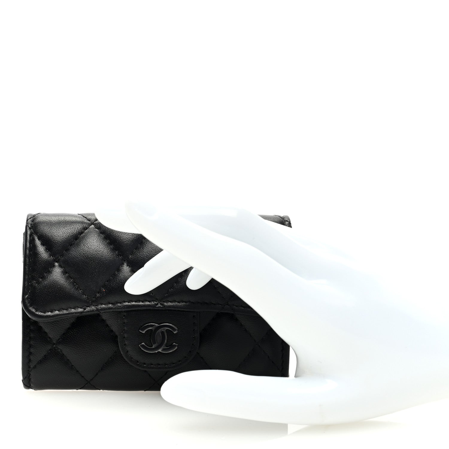 Chanel Lambskin Quilted Flap Card Holder Wallet So Black 2 of 9