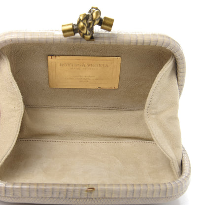 Bottega Veneta Lizard Studded Knot Clutch Light Beige 5 of 9