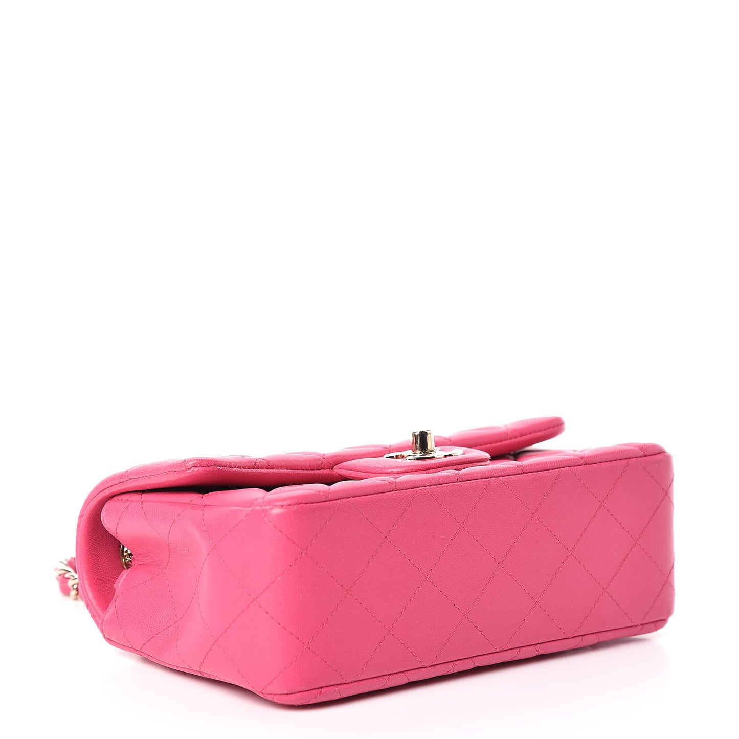 Lambskin Quilted Mini Rectangular Flap Fuchsia