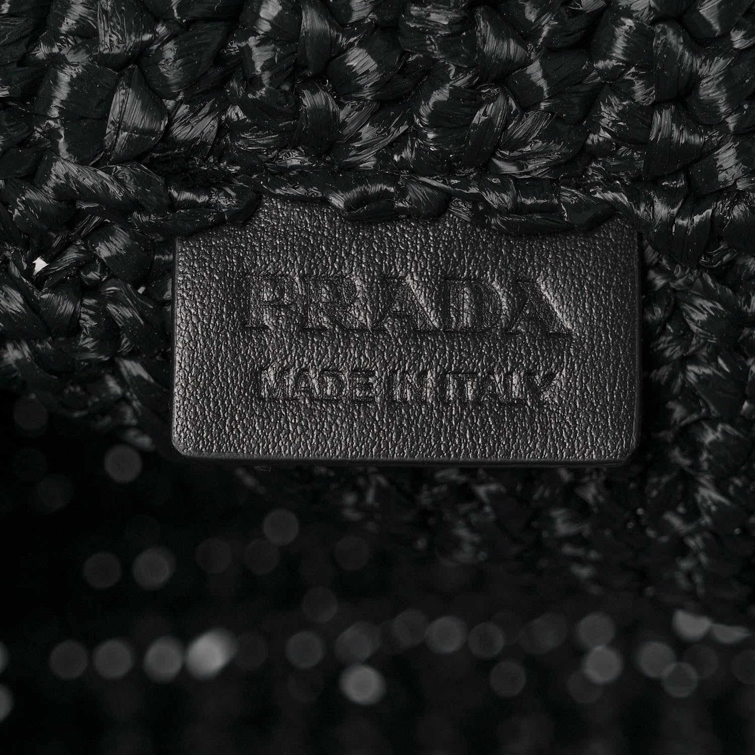 Prada Yarn Raffia Effect Crochet Small Logo Tote Black 5 of 7