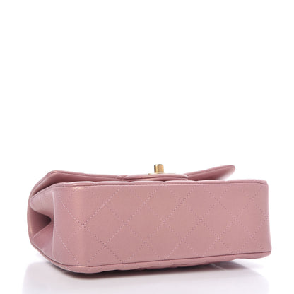 Chanel Iridescent Lambskin Quilted Mini Top Handle Rectangular Flap Pink 4 of 11