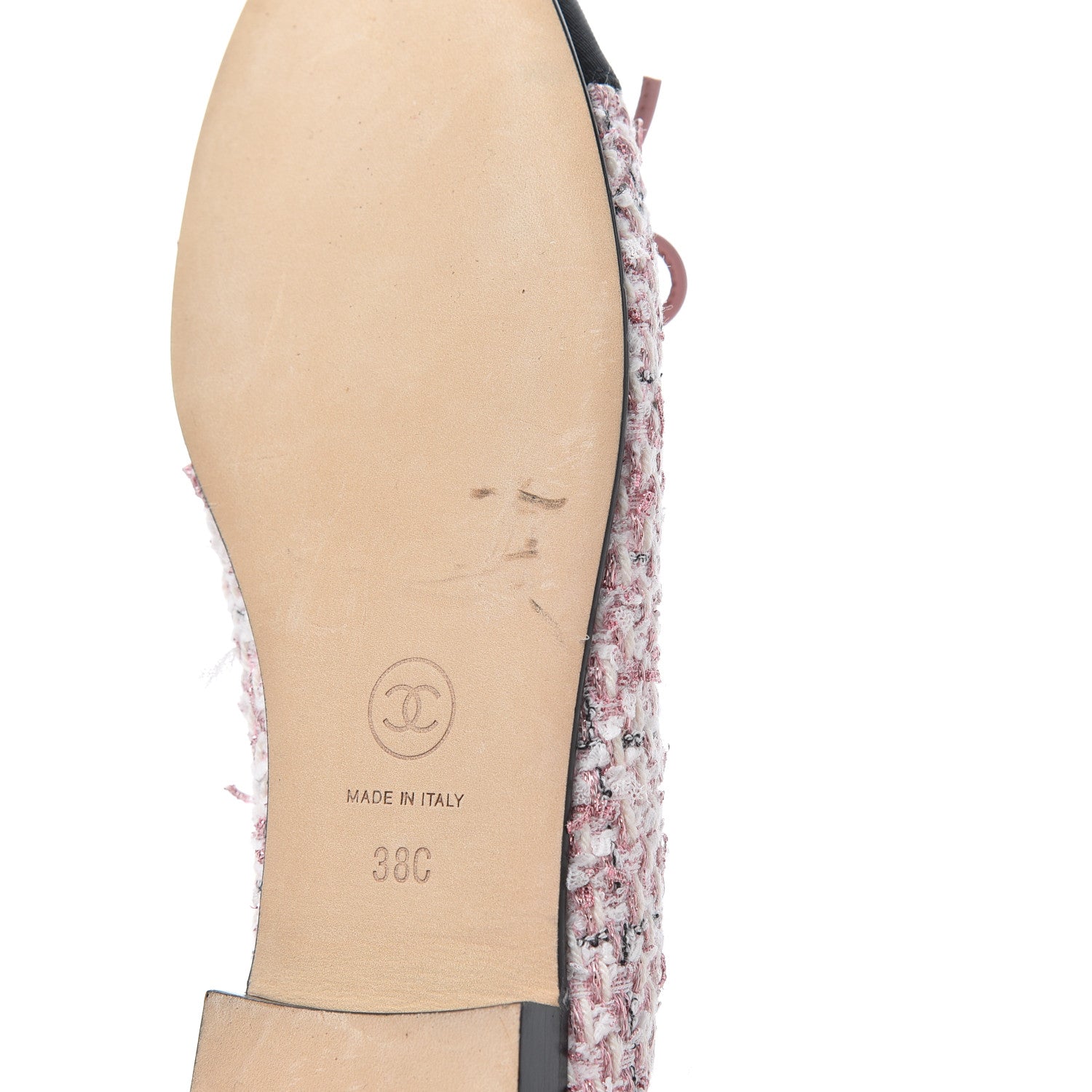 Chanel Tweed Grosgrain Cap Toe Ballerina Flats 38 Pink Black 16 of 17