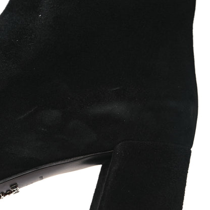 Prada Velvet Metal Triangle Logo Zip 65mm Boots 39 Black 9 of 10
