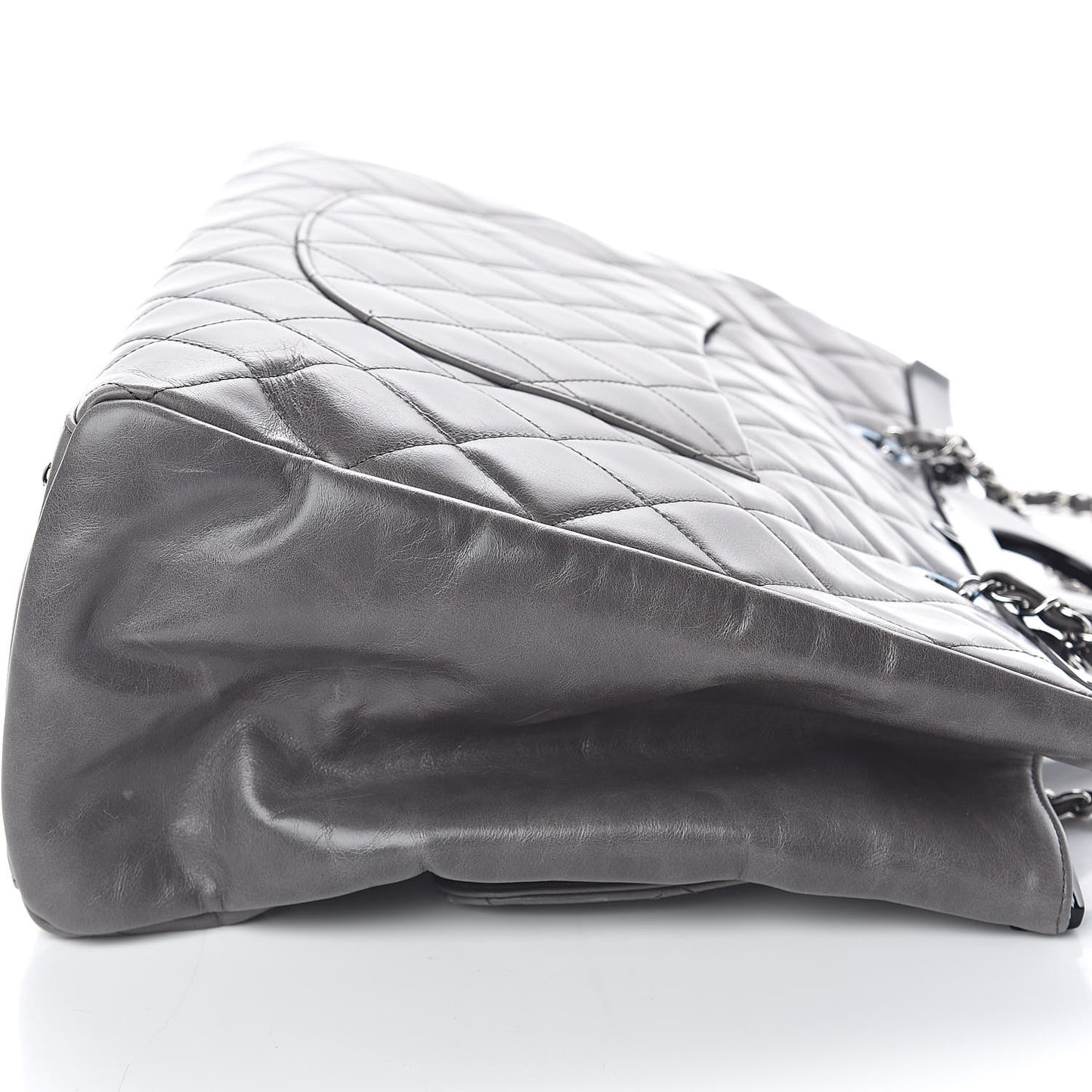 Glazed Calfskin Quilted Large CC Delivery Tote Grey