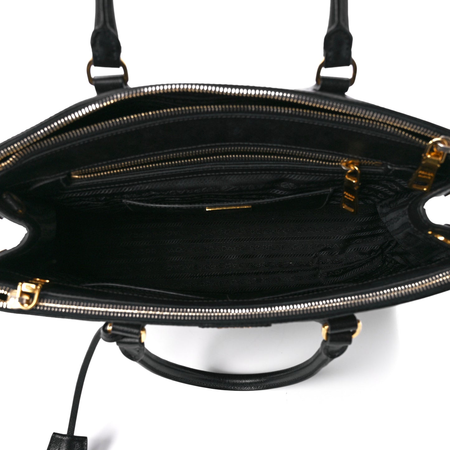 Saffiano Medium Galleria Double Zip Tote Black