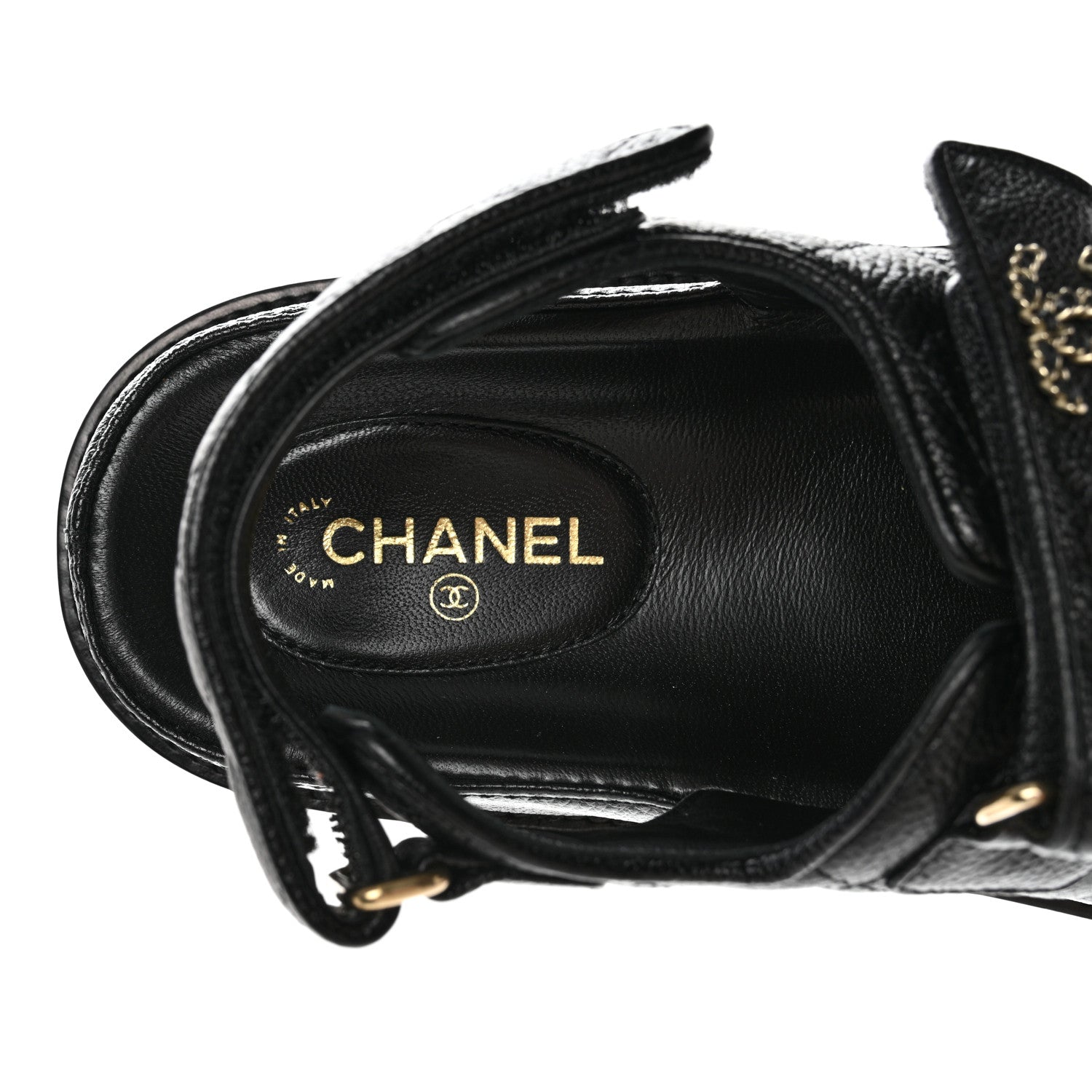 Chanel Grained Calfskin Velcro Dad Sandals 38 Black 7 of 11